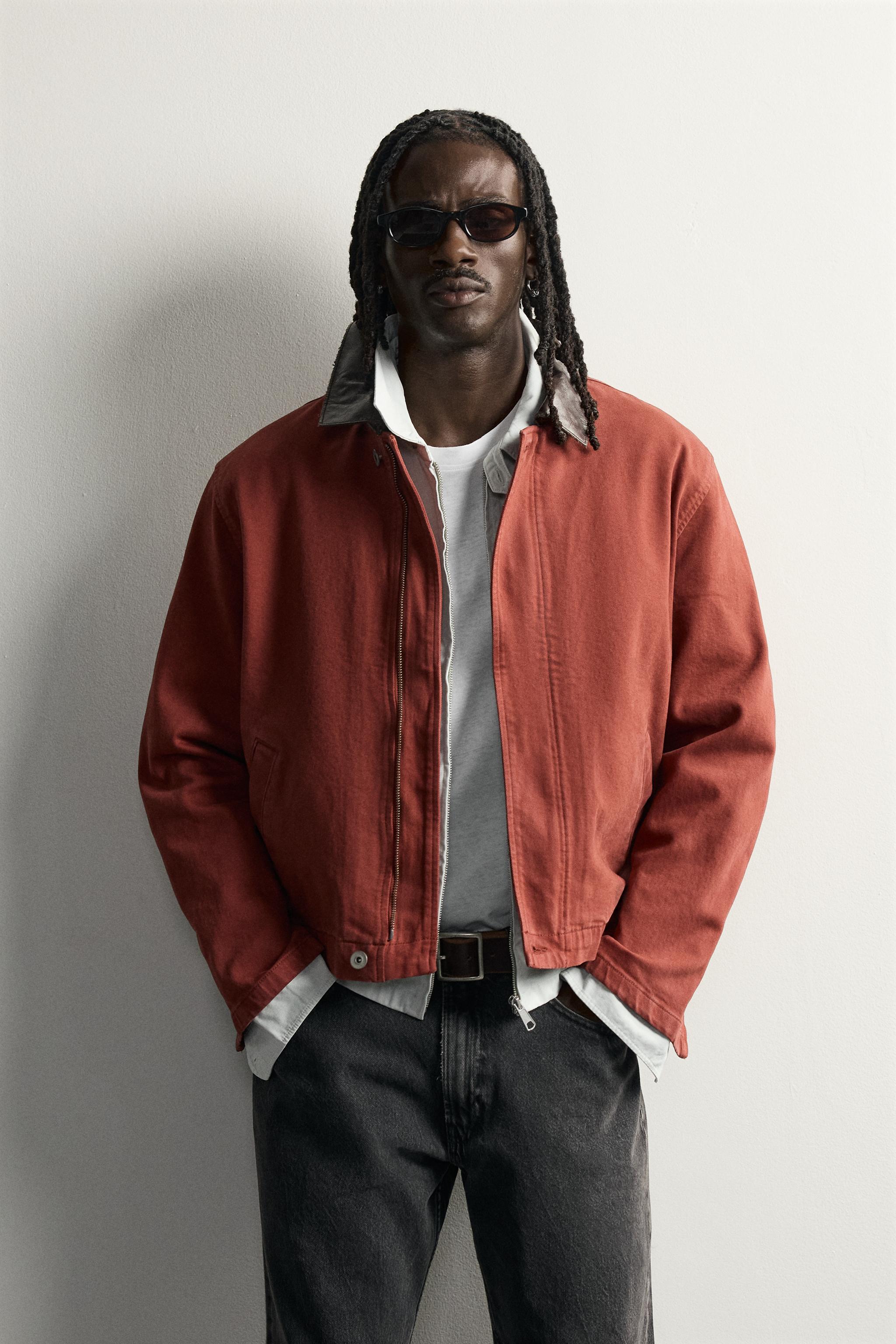CROPPED FIT JACKET WITH CONTRAST COLLAR